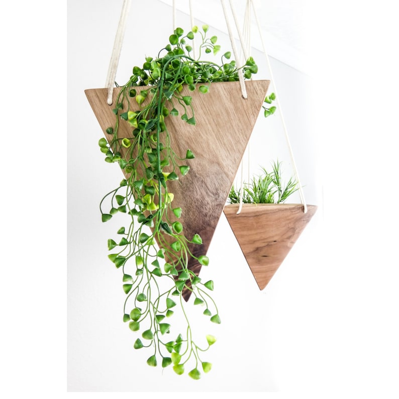 Modern Hanging Planter Walnut Tall Triangular Planter | Etsy