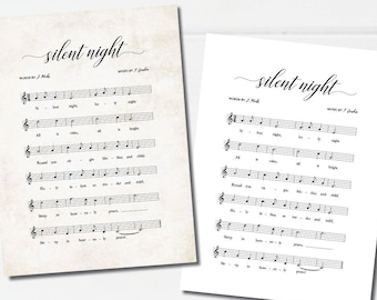 Silent Night Sheet Music, Poster, Wall Art, Xmas Decor, Festive, Printable, Christmas Hymn, Holy Night, Christmas Carol, Christian