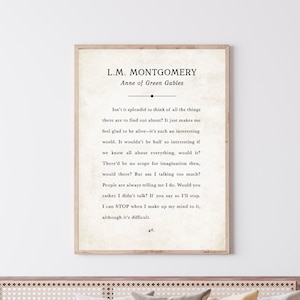 Anne auf Green Gables Zitat, L.M. Montgomery, Buch Wand Kunst Druck, Inspiration Buch Seite Druck, Kunst Wohnkultur Kunst Wohnzimmer Dekorationen