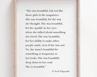 F. Scott Fitzgerald Quote Print – "She Was Beautiful" (Digital Download)