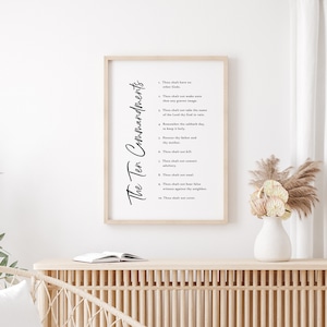 The Ten Commandments, the 10 commandments Printable, Hand lettered Cursive, Bible Verse Wall Art, Digital Print, Christian Download