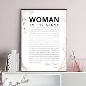 Woman in the arena, Daring Greatly, Theodore Roosevelt, Printable Quote, Wall Art, Home Decor, Inspirational, She is strong, Feminism print
