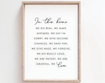 In This House We Do Real Mistakes Art Print, Family Rules (Digital Download)