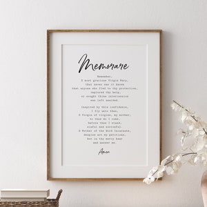 Memorare Prayer Printable, Christian Printable, Virgin Mary, Scripture Printable, Christian Wall Print, Catholic Printable, Prayer Gift