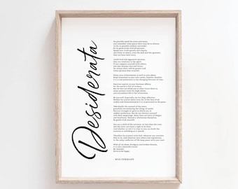 Desiderata Poem Print, Max Ehrmann, Inspirational Wall Art (Digital Download)