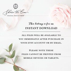 May include: White background with text that reads "Share the Love DIGITAL DESIGN SHOP" and "This listing is for an INSTANT DOWNLOAD." A pink rose and greenery are in the background.