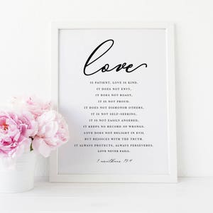 Love is patient, love is kind - 1 Corinthians 13:4, Printable Digital File, Christian Print, Religious Quote, Printable PDF, Wedding Gift