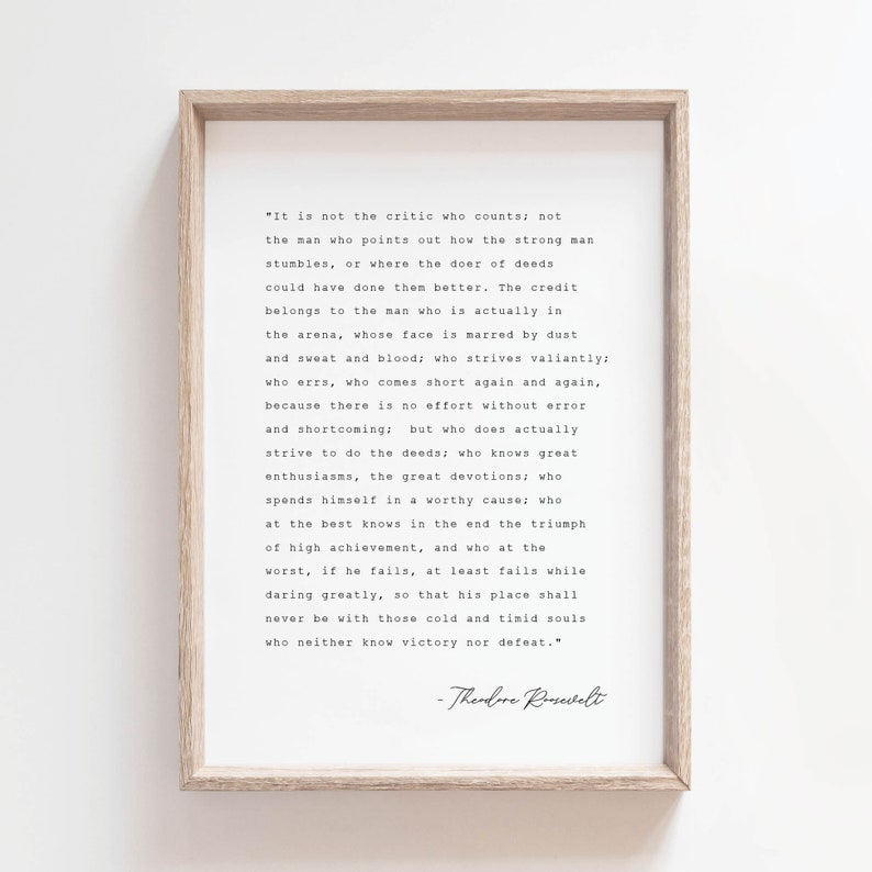 Daring Greatly Theodore Roosevelt Printable Quote | Etsy