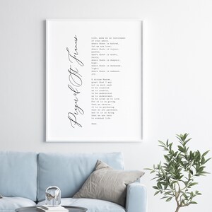 Prayer of St Francis Prayer Poster Prayer Wall Art Christian Wall Art ...