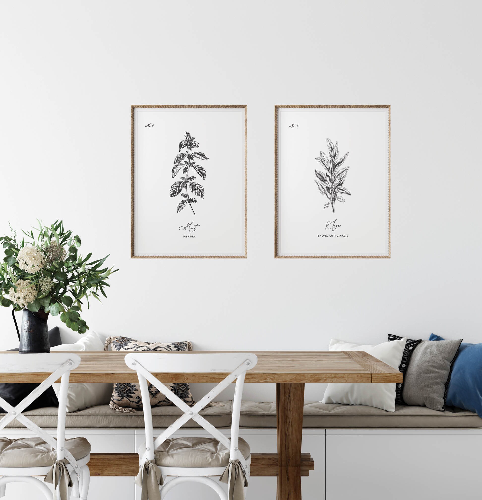kitchen wall decor art prints - botanical prints -... Herb Prints Set of 6 , Kitchen Printable Art, Botanical Print, Kitchen ...