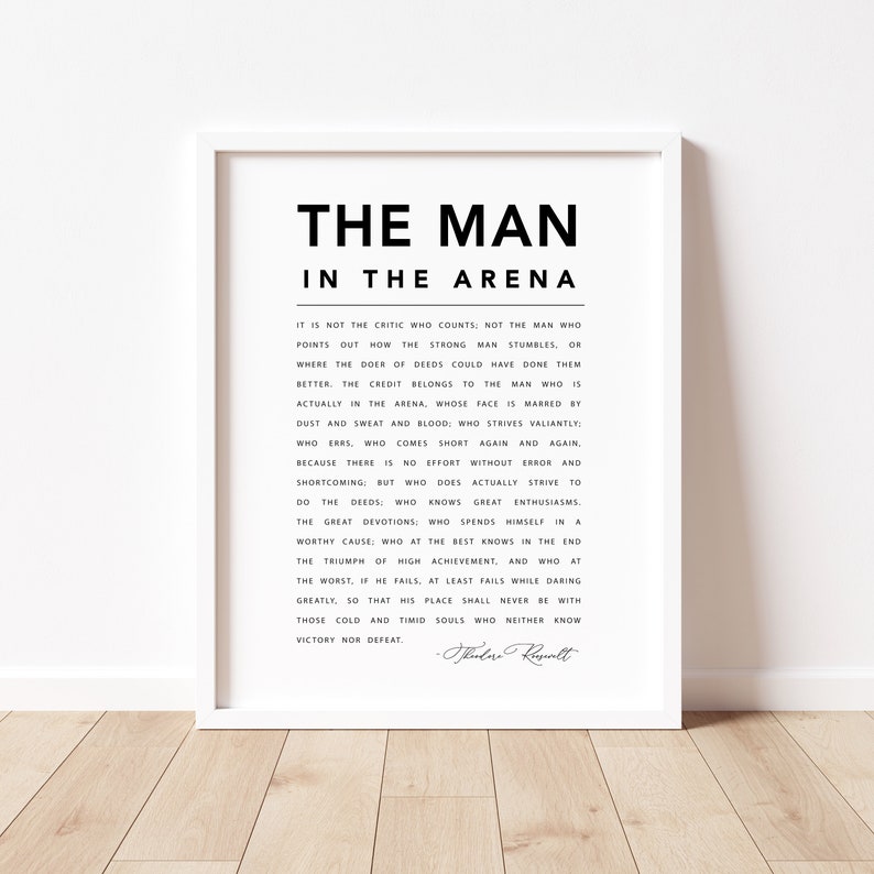 Man in the Arena Theodore Roosevelt Printable Quote Wall | Etsy