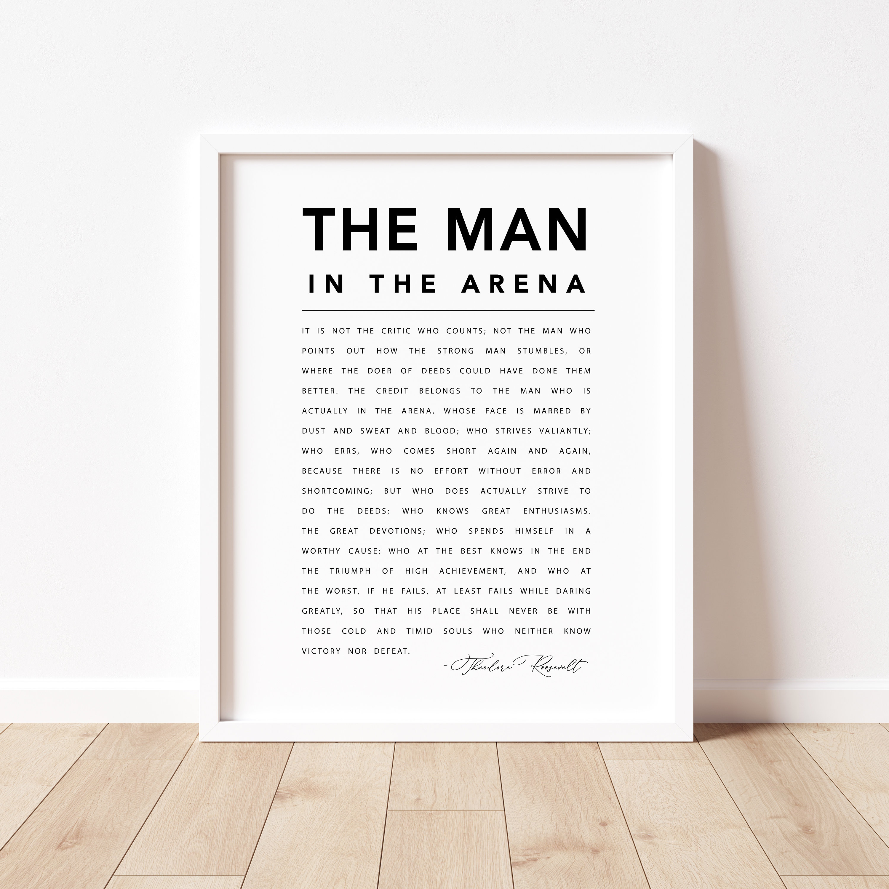Hombre en la Arena, Theodore Roosevelt, Cita imprimible, Arte de pared,  Atrevimiento grande, Decoración del hogar, Regalo del Día del Padre,  Inspirador, Motivacional - Etsy México, image size:3000x3000