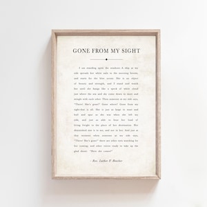 Gone From My Sight, Luther Beecher Grief Poem, What is Dying, Bereavement Gift Print, Loss of Loved One, In Memory of Gift, Sympathy Gift
