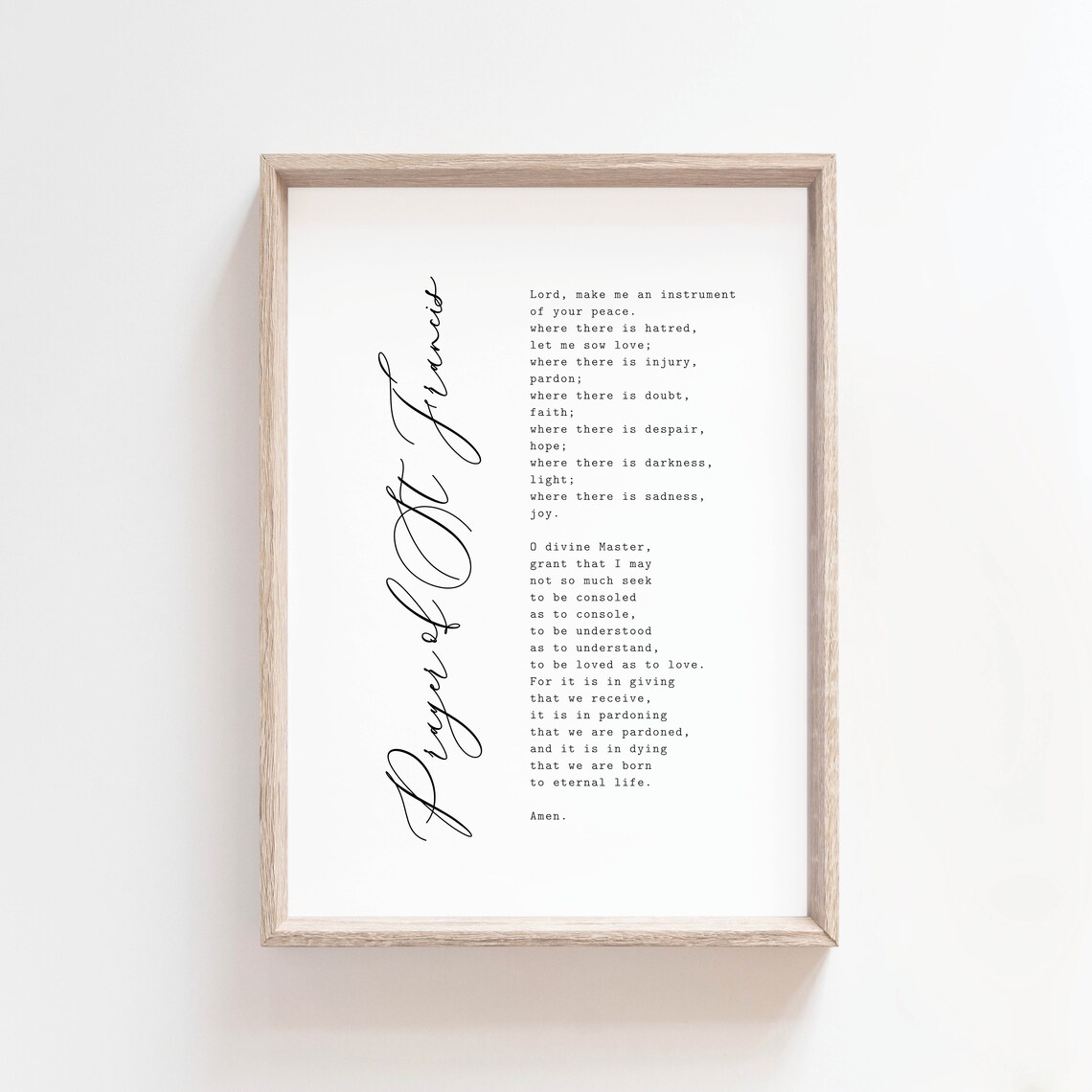 Prayer of St Francis Prayer Poster Prayer Wall Art Christian | Etsy Canada