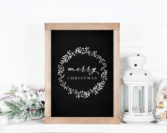 Merry Christmas Printable, Christmas Poster, Holiday Decor, Mantle Decor, Printable, Xmas wall art, Farmhouse, Modern Vintage Christmas