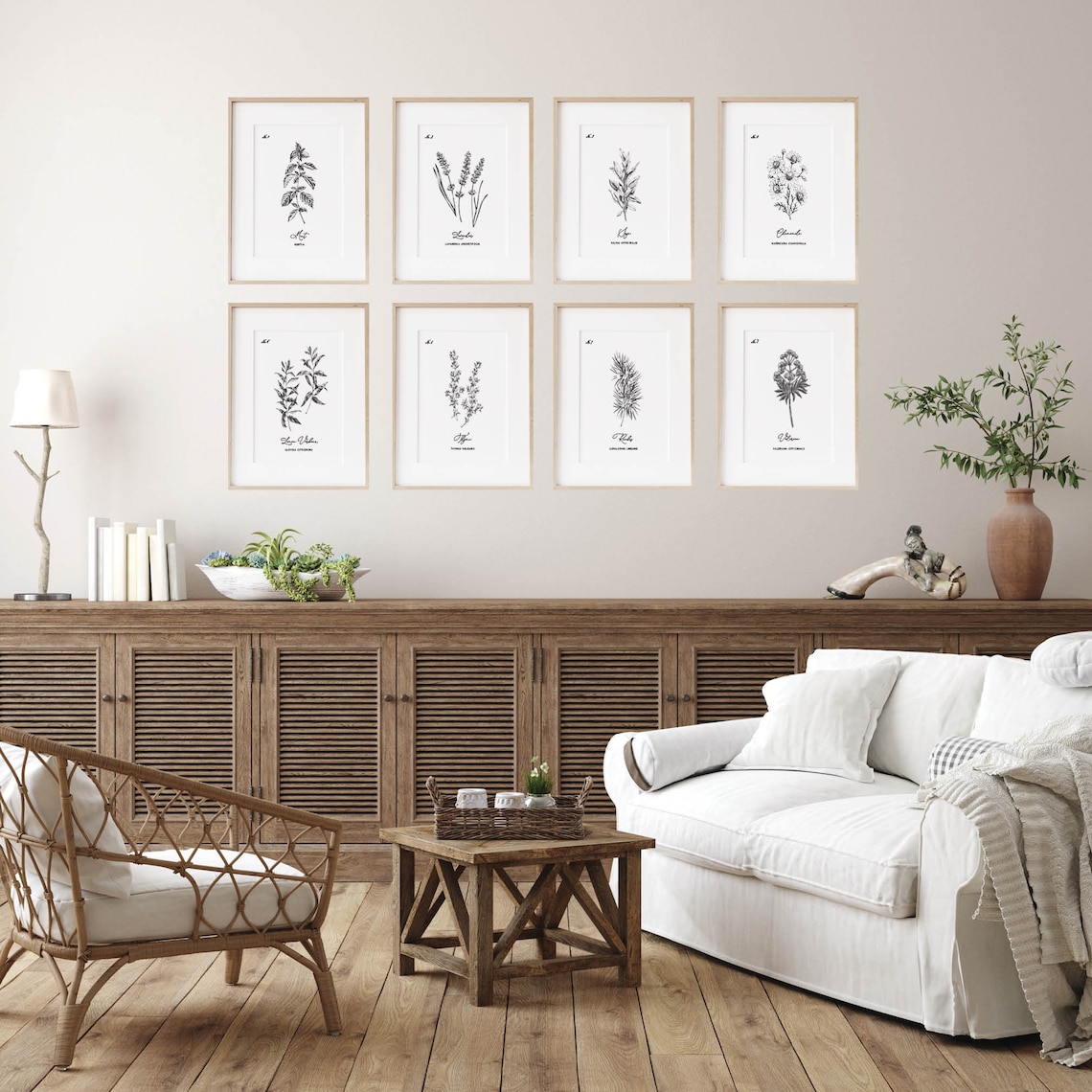 Herb Prints Set of 6 , Kitchen Printable Art, Botanical Print, Kitchen ...