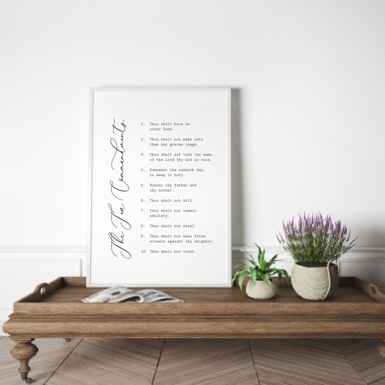 Cursive Ten Commandments The Ten Commandments, the 10 Commandments Printable, Hand Lettered ...