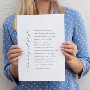 Ralph Waldo Emerson Druck, Zitat, Buchseite Kunstdruck, Klassische Buch Seite Druck, Wandkunst, Dies ist mein Wunsch für Sie Zitat, Glück Druck