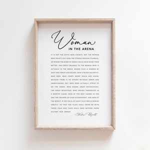 Woman in the arena, Daring Greatly, Theodore Roosevelt, Printable Quote, Wall Art, Home Decor, Inspirational, She is strong, Feminism print