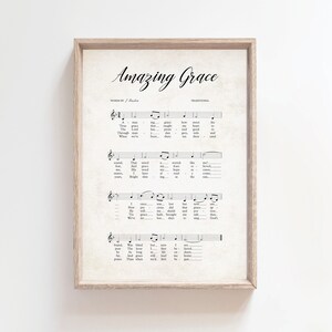 Amazing Grace Hymn Printable, Sheet Music Art, Wall Art, Hymn Art, Hymnal Sheet, Home Decor, Music Sheet, Wall Decor, Farmhouse, #HYMN-P-017