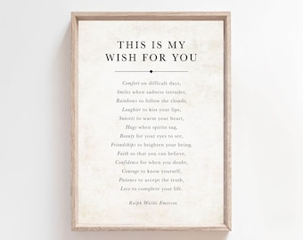 Impresión con cita de Ralph Waldo Emerson, poema inspirador (descarga digital)
