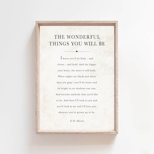 "Lo maravilloso que serás", imprimible literario, letrero con cita en la página de un libro, decoración rústica, decoración infantil, palabras inspiradoras