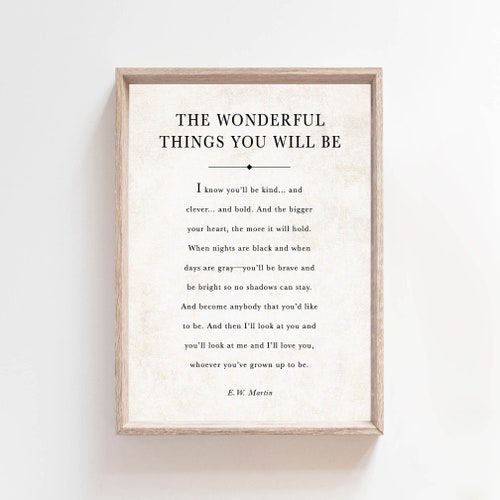 The Wonderful Things You Will Be Book Page Banner Nursery Baby - Etsy