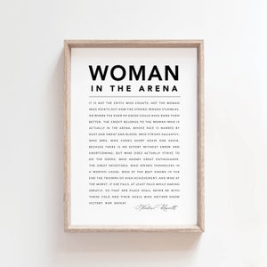 Woman in the arena, Daring Greatly, Theodore Roosevelt, Printable Quote, Wall Art, Home Decor, Inspirational, She is strong, Feminism print