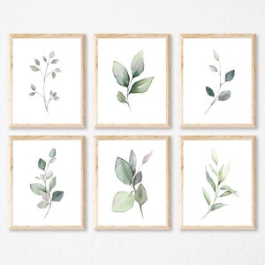 Set of 6, Watercolor Greenery Wall Art, Eucalyptus Print Collection, Plant Poster, Instant Download, Wall Decor, Botanical Poster