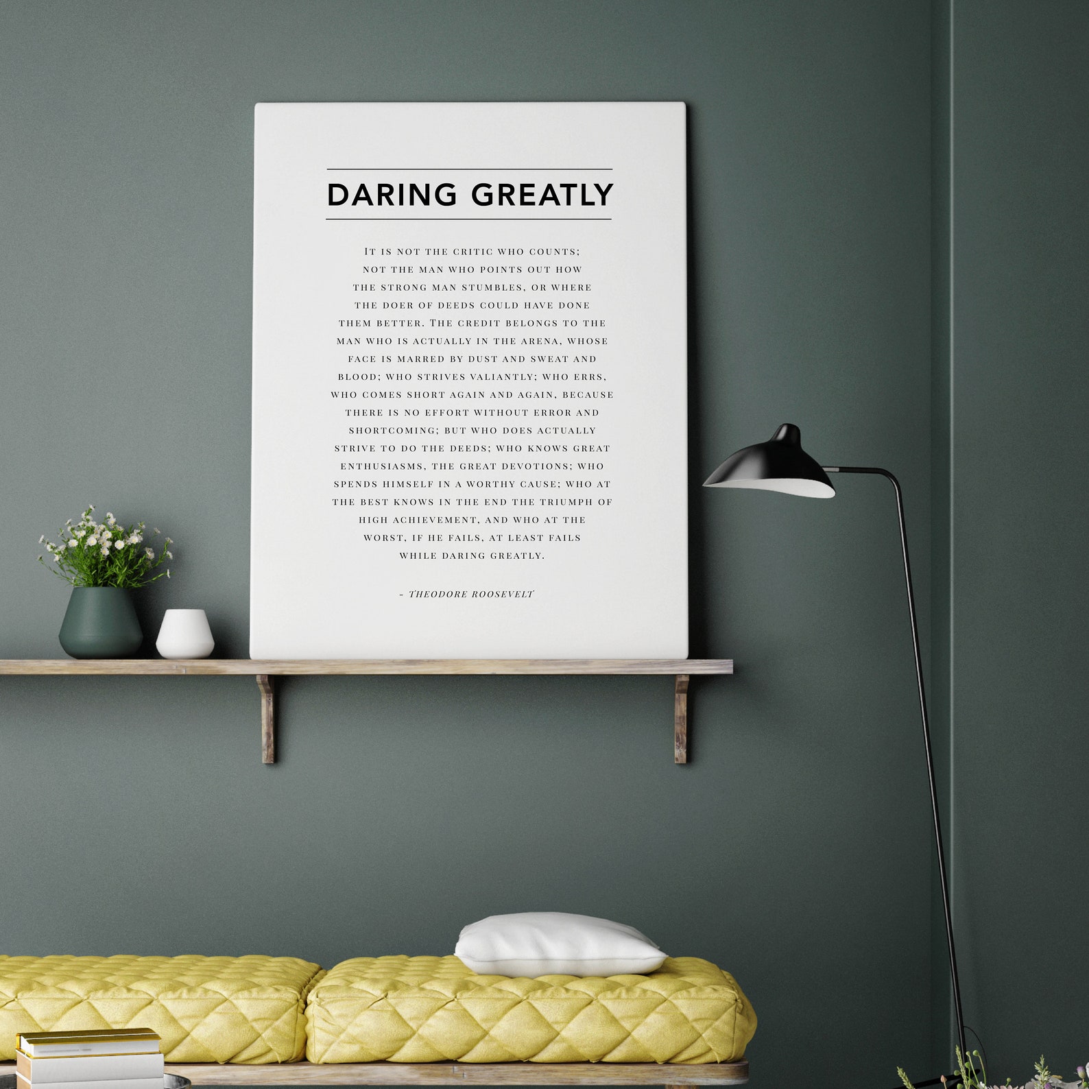 Daring Greatly Theodore Roosevelt Printable Quote Wall | Etsy