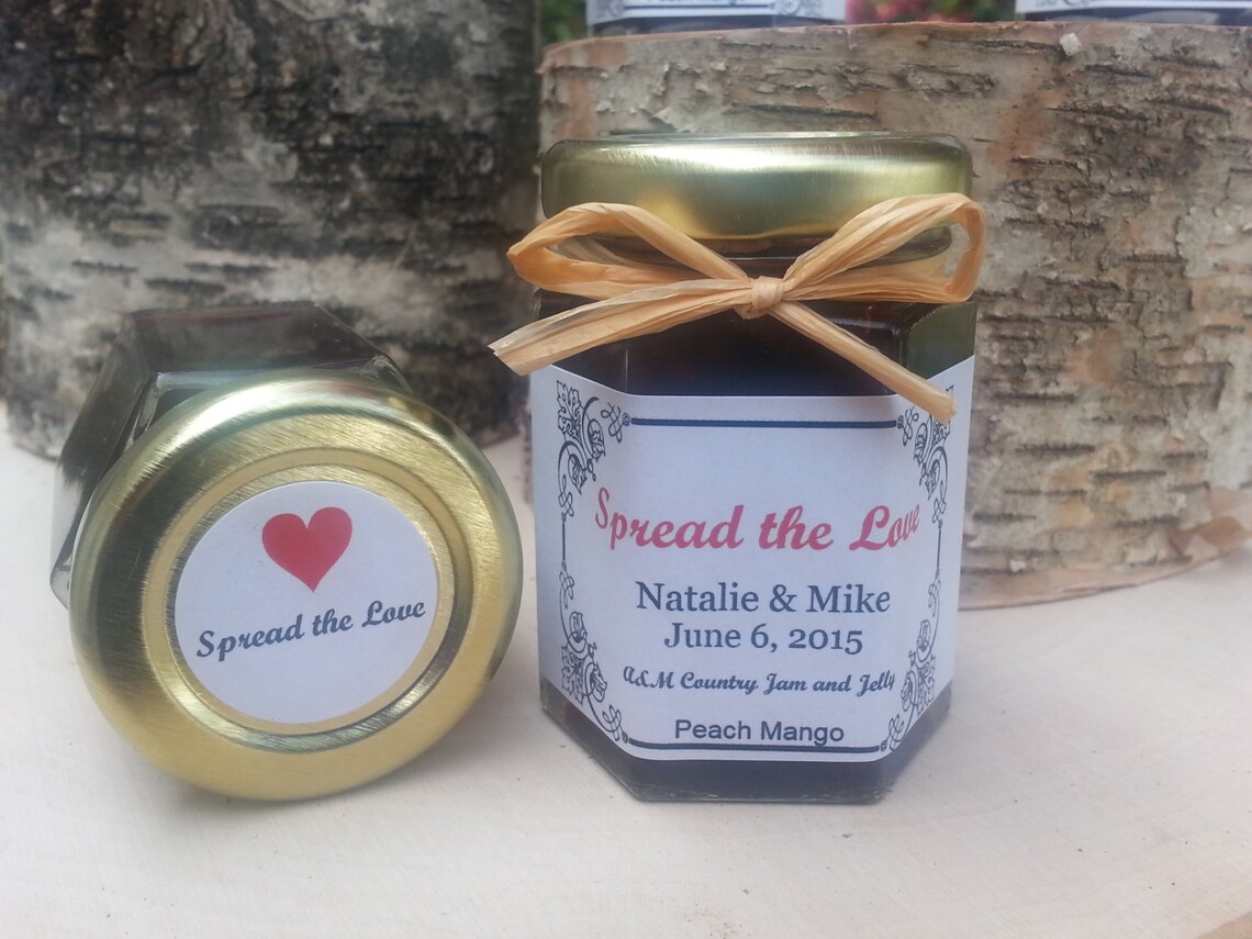 Jam Jar Wedding Favors 502 oz jam jars w/ Your Choice of Etsy
