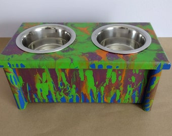 Solid / Full Leg Elevated Food Dish Holder Artistic Style - XSmall 16oz Bowls