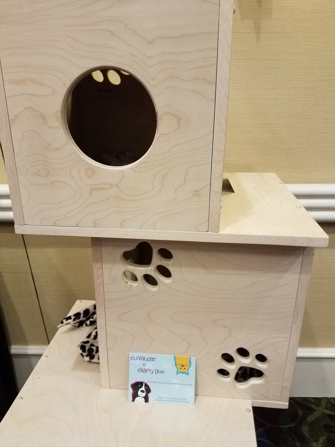 Cube Style Cat Condo 3 Tier All Wood Cat Condo Etsy