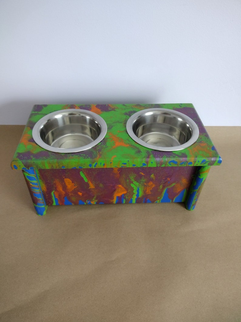 Solid / Full Leg Elevated Food Dish Holder Artistic Style XSmall 16oz Bowls image 2