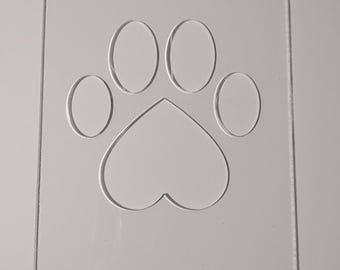 Acrylic Paw Print Router Template - Stencil or Clay Mold (Large)