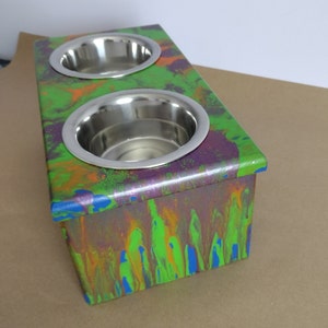 Solid / Full Leg Elevated Food Dish Holder Artistic Style XSmall 16oz Bowls image 3