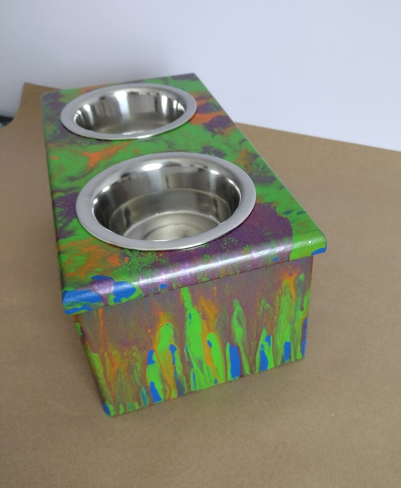 Solid / Full Leg Elevated Food Dish Holder Artistic Style XSmall 16oz Bowls image 3