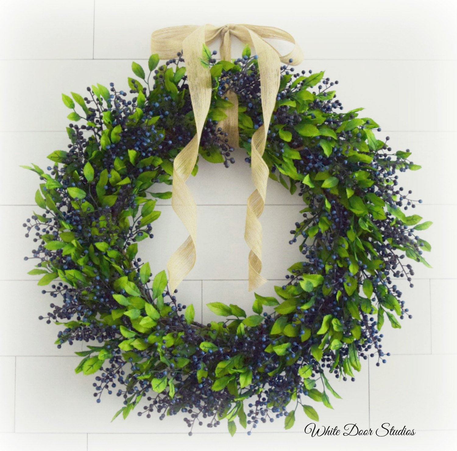 Artificial Blueberry Wreath For Front Door Or Kitchen
