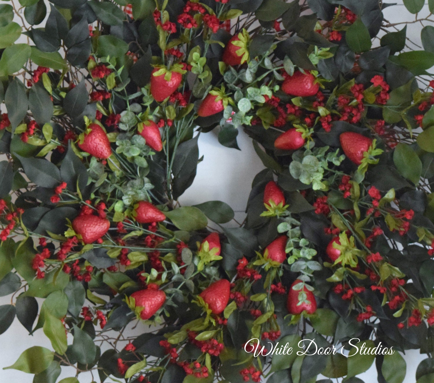 Strawberry Fields Oversized Greenery And Red Floral Summer Front