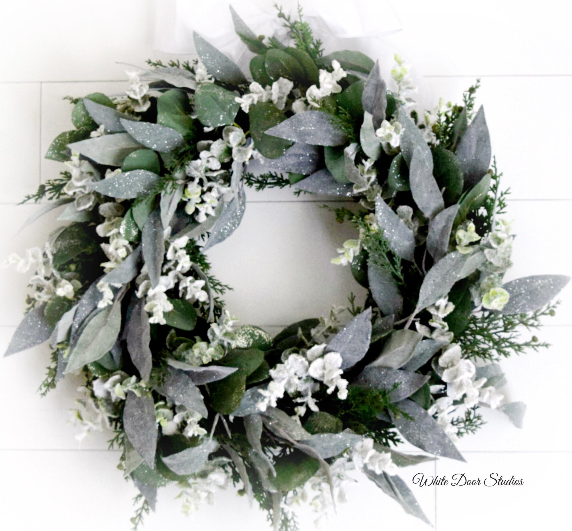 Winter Greenery Front Door Wreath Farmhouse Christmas Decor