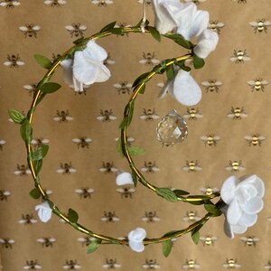 White blossom crescent moon suncatcher