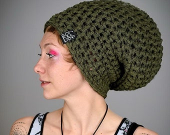 DreadLove Mono Military Green/ handmade • hat • cap • for • dreads • dreadlocks • wool • woolen • dreadhat • rasta • boho • hippie • rasta /