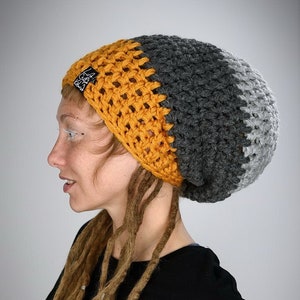 DreadLove Triquence MUSTARD / handmade • hat • cap • for • dreads • dreadlocks • wool • woolen • dreadhat • rasta • boho • hippie /