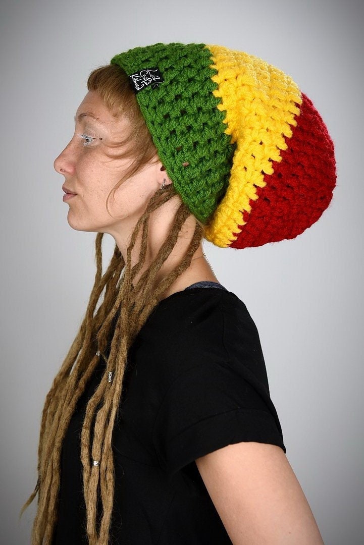 Dreadlove Rasta / Handmade Hat Cap for Dreads Dreadlocks Wool Woolen  Dreadhat Rasta Boho Hippie Reggae Jamaica / 