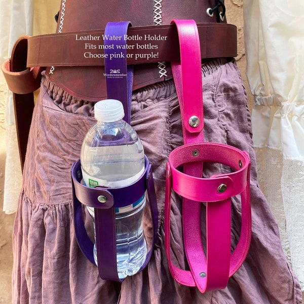 Water Bottle Holder Leather, Renaissance Fair Outfit, Beer Holder Belt, Cosplay Belt Pouches Accessories, Halloween Costume, Belt Holster