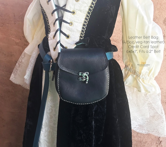 Medieval Renaissance Belt Pouch 2-pocket Waist Bag Festival Costume Black Fanny Amazon.com | Ren Faire Costume Accessories Medieval Belt  main image 4