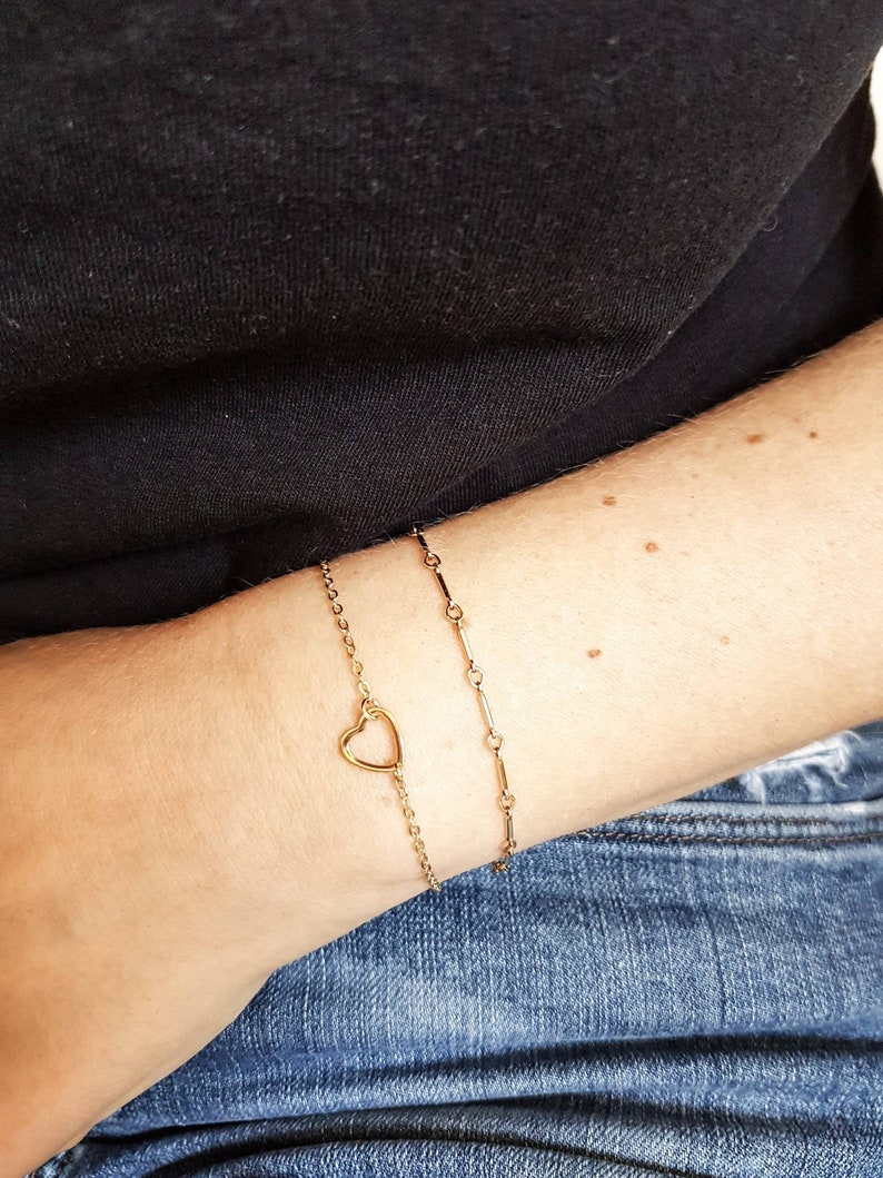 delicate bracelet gold filled bracelet simple bracelet Gold bar bracelet chain bracelet gift for her layering bracelet