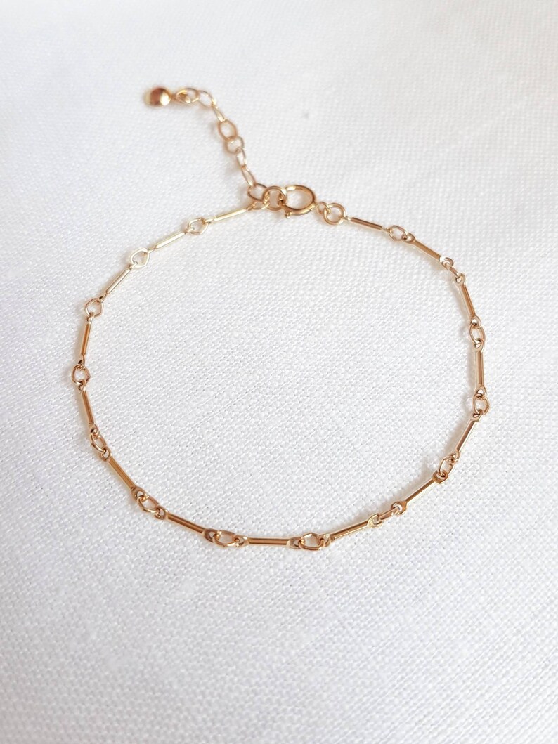 delicate bracelet gold filled bracelet simple bracelet Gold bar bracelet chain bracelet gift for her layering bracelet