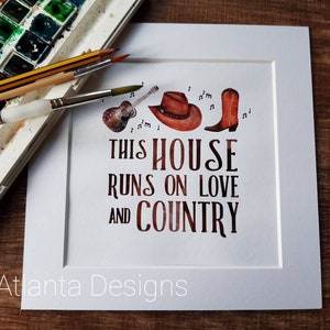Country Music Mounted Print - Cowboy Hat & Boot