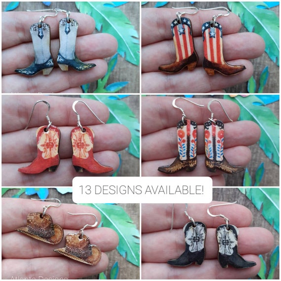 Cowboy Hat Cowgirl Boot Jewellery Earrings and Necklace Options